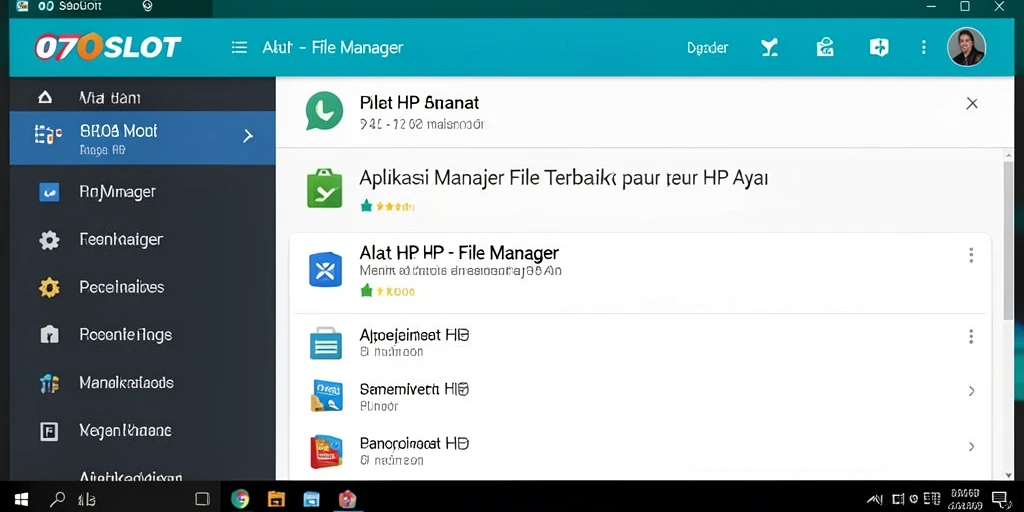 Antarmuka intuitif aplikasi 070SLOT untuk pengelolaan file.