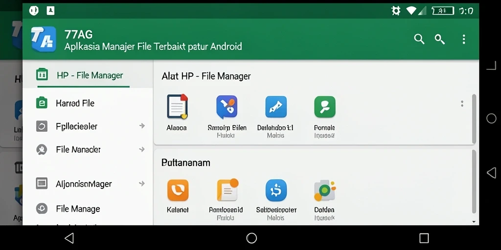 Tampilan antarmuka aplikasi File Manager 77AG yang sederhana dan efisien.