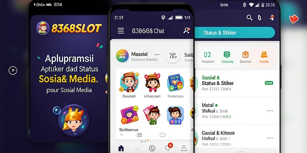 Antarmuka aplikasi 8368SLOT dengan berbagai stiker menarik.