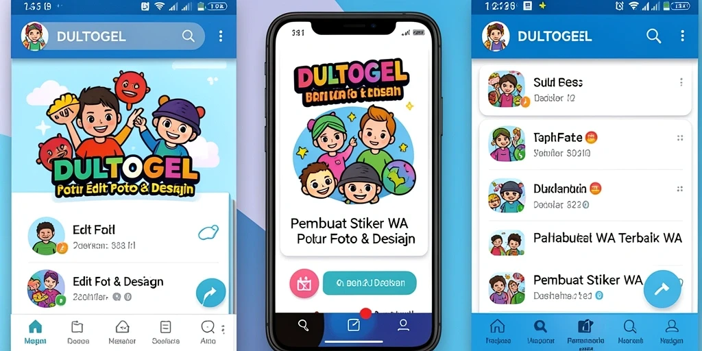 Antarmuka DULTOGEL untuk membuat stiker WA yang menarik.