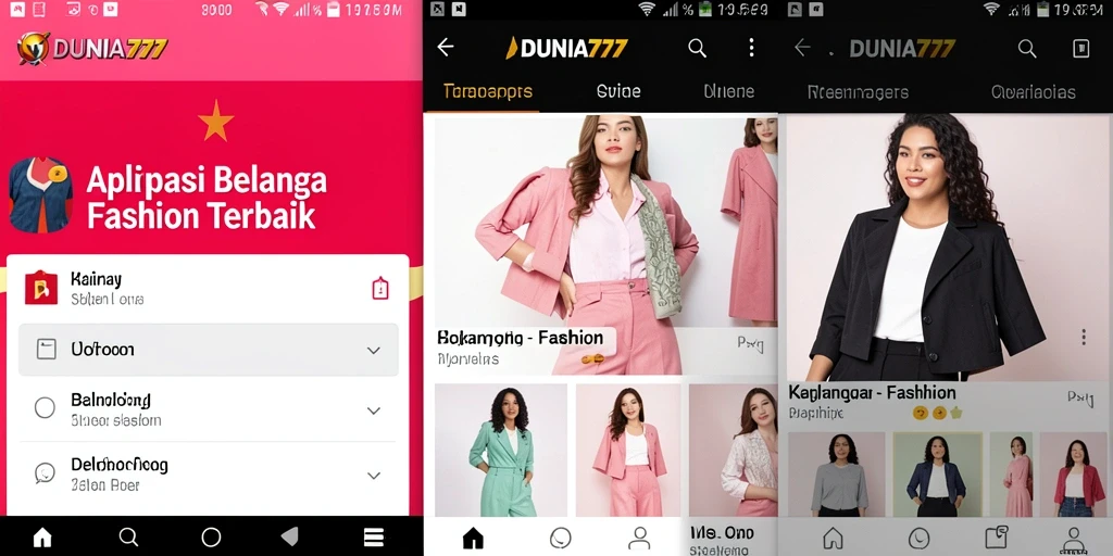 Tampilan antarmuka aplikasi DUNIA777 yang user-friendly.