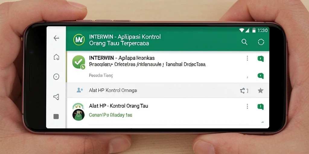 Screenshot utama INTERWIN menunjukkan antarmuka yang intuitif dan fitur kontrol orang tua.