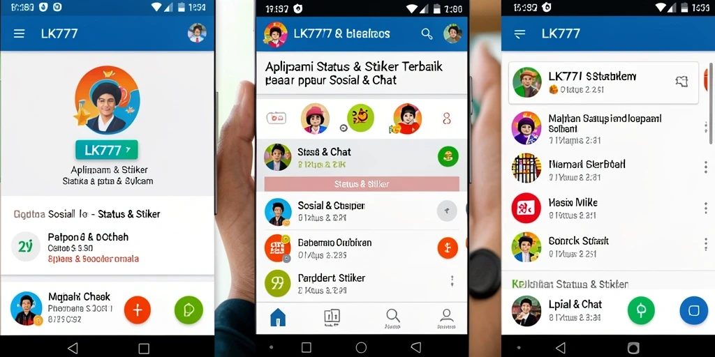 Screenshot LK777 menampilkan koleksi stiker menarik untuk status.
