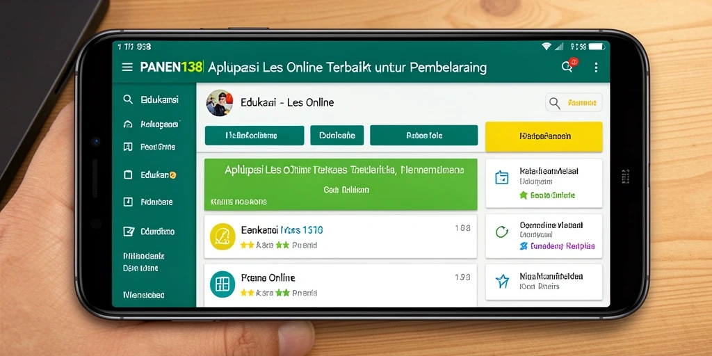 Tampilan antarmuka pengguna yang intuitif dan interaktif aplikasi Les Online.