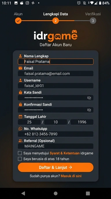 Cara Mudah Registrasi Akun Baru di idrgame