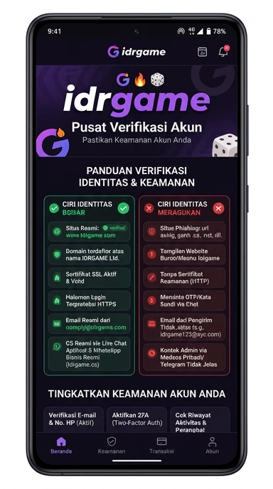 Halaman Resmi idrgame untuk Pengguna Android