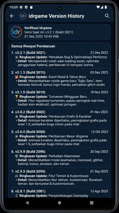 Riwayat Versi idrgame: Pembaruan Penting